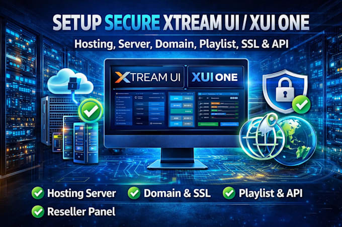 setup secure xtream ui, xui one with hosting server, domain playlist, SSL API