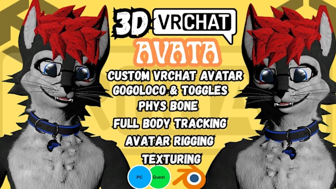 custom vrchat avatar commission, vr character, 3d model, vrc avatar, furry nsfw