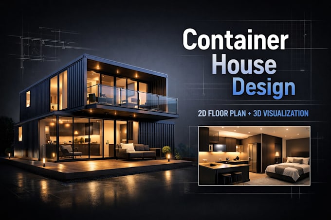 design modern container house plans with floor plan and 3d