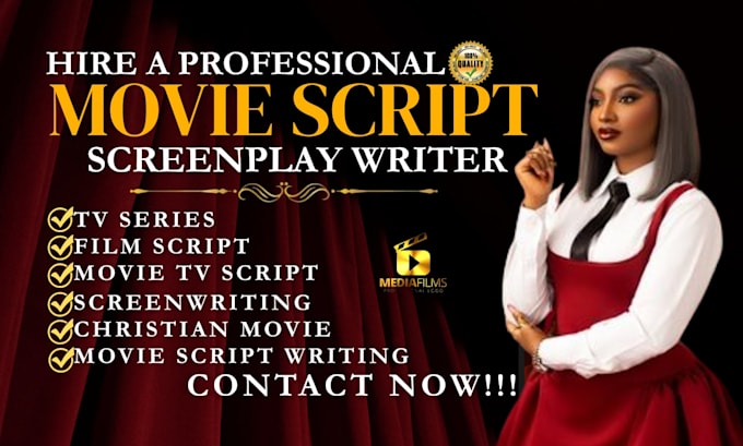 write a professional movie script, screenplay, film script, or TV series