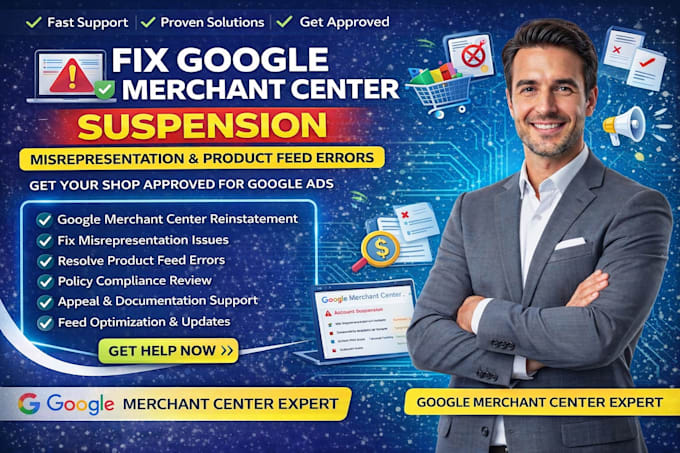 fix google merchant center suspension, misrepresentation and product errors