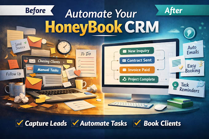 honeybook crm automation workflow, client onboarding and booking system