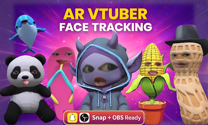 create 3d ar vtuber avatar with face tracking for streaming, snapchat and obs