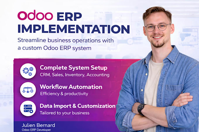 be your odoo developer for erp implementation, module development, customization