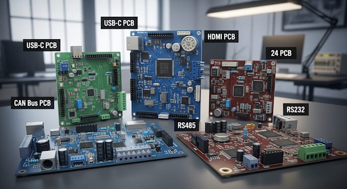 do usb c pcb, hdmi pcb, can bus pcb, rs4855 pcb, rs232 pcb