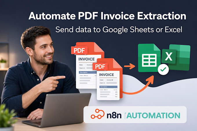 automate PDF invoice data extraction to google sheets or excel