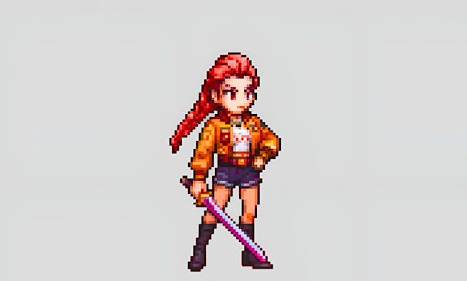 Criar personagem de pixel art de 16 bits, animação de pixel, sprite ...