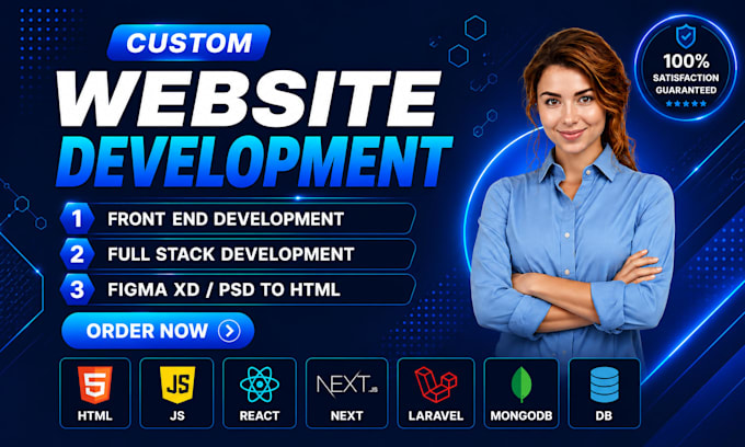 do website development as full stack web developer, front end, backend developer