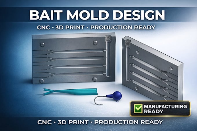 create cad designs for soft plastic bait molds