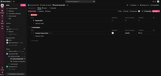 setup, optimize and provide clickup training