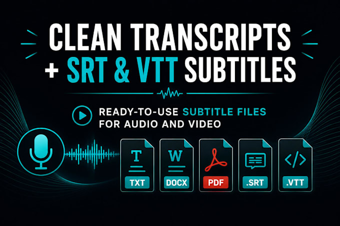 create a clean transcript with srt and vtt subtitles