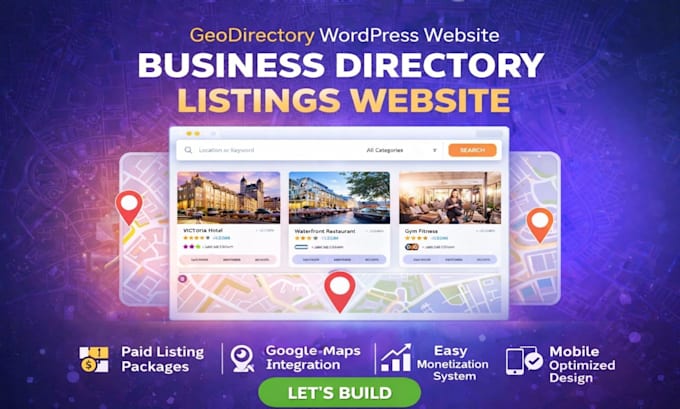 design geo directory website business directory listing wordpress website