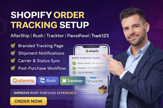 setup shopify order tracking page aftership rush tracktor parcel panel track123