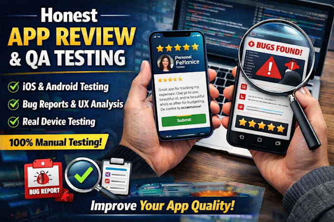 do honest app review manual QA app testing, ios or android app software testing