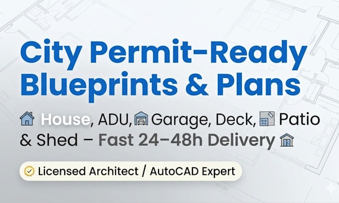 Create city permit deck blueprint architect plans house adu garage shed ...