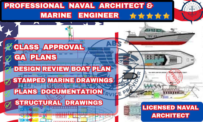 licensed structural ship, boat drawings for  class approval