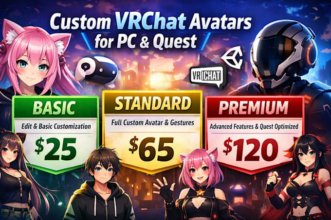 create, customize, and optimize vrchat avatars for PC and quest