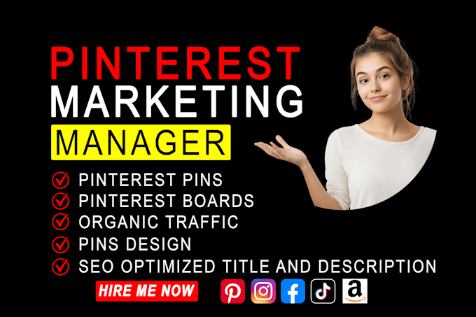 be your pinterest marketing manager, setup seo optimized pins, posts, and boards