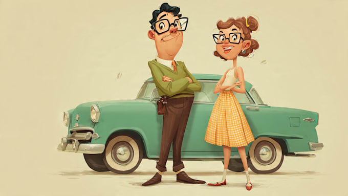 draw retro vintage illustration cartoon character