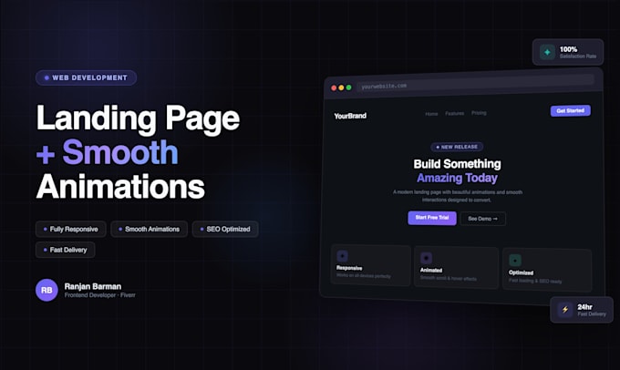 build a responsive landing page with smooth animations