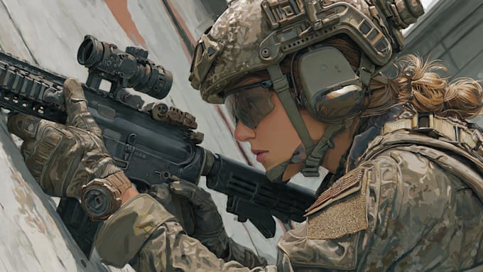 draw tactical, warrior ,or military themed illustrations