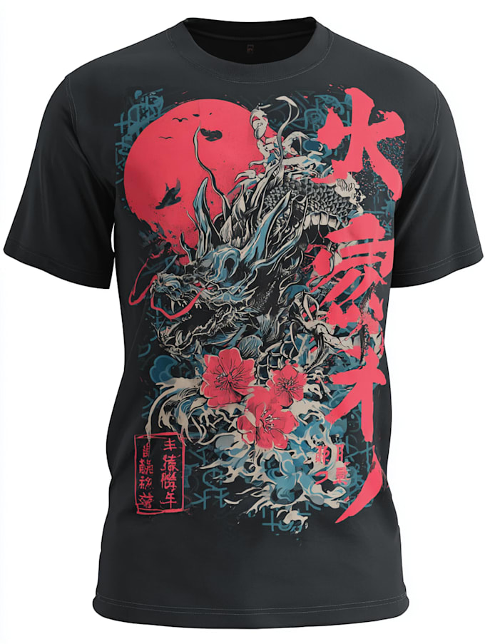 make a japanese t shirt illustration