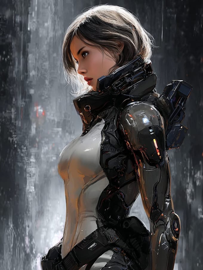 Draw a unique sci fi character art in detailed futuristic style by ...