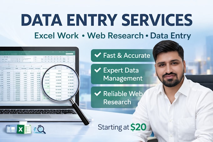 do fast and accurate data entry, excel data entry and copy paste