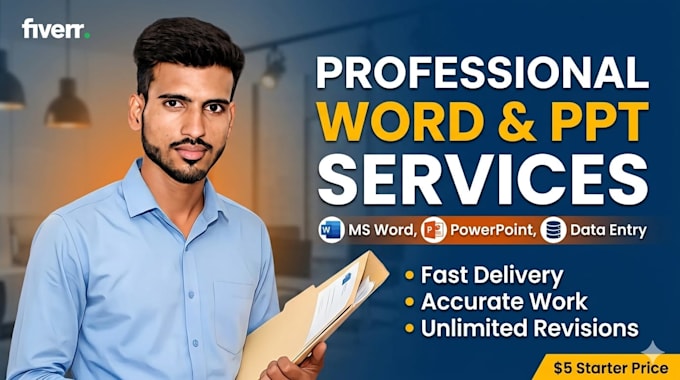 do ms word formatting, data entry and PPT design