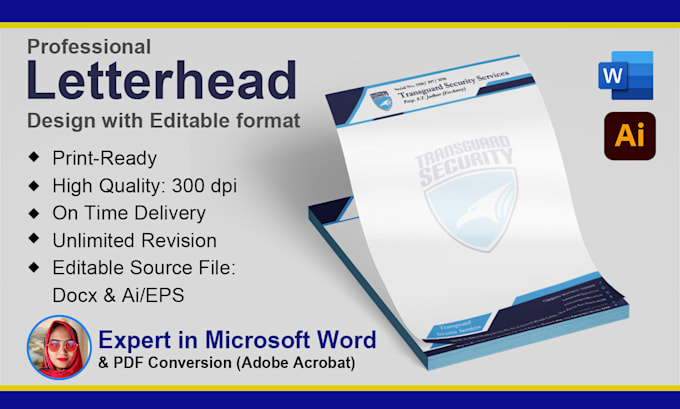 do professional letterhead design with editable microsoft word document