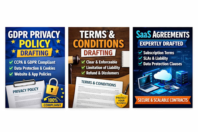 draft terms and conditions, gdpr privacy policy, contracts