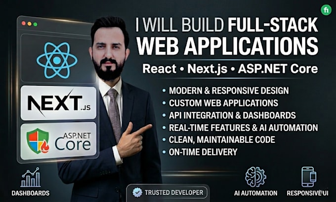 develop fullstack web apps using react nextjs and aspnet core