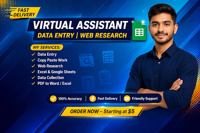 be your reliable virtual assistant for data entry, copy paste and web research