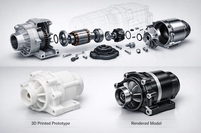 3d model of mechanical products, cad design modeling for 3d print or ...