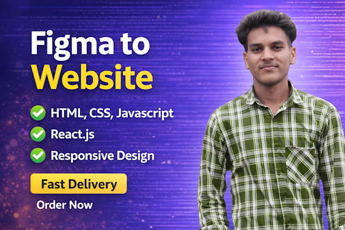 convert figma to responsive website or react js web app