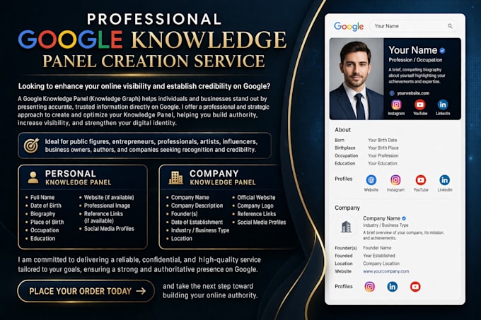 edit, create an updated google knowledgepanel for personal or brand