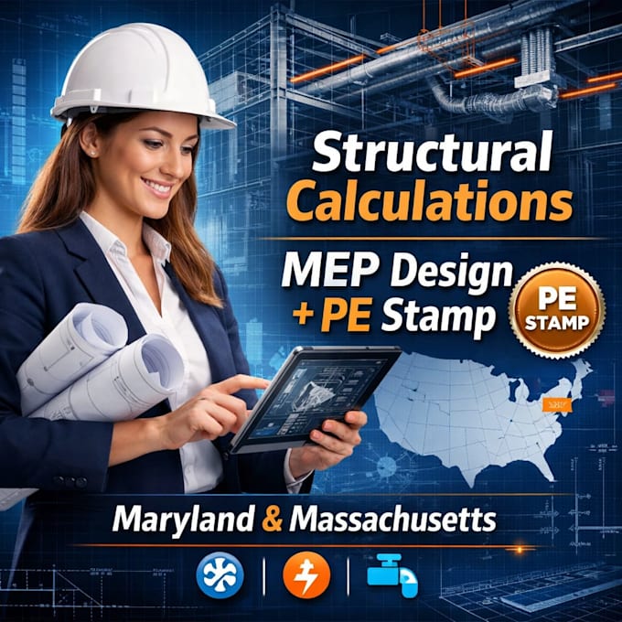 Provide structural calculation mep and licensed pe stamp maryland ...
