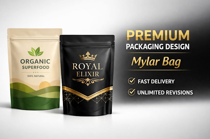 design premium mylar bag packaging and food pouch design