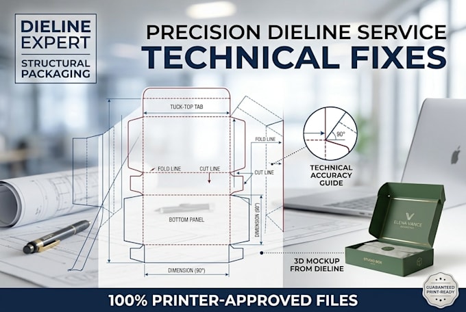 fix packaging dielines and create accurate box templates