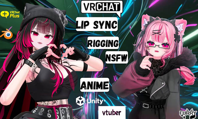 Modèle 3d anime vrc avatar, avatar vrchat nsfw, modèle vtuber furry ...