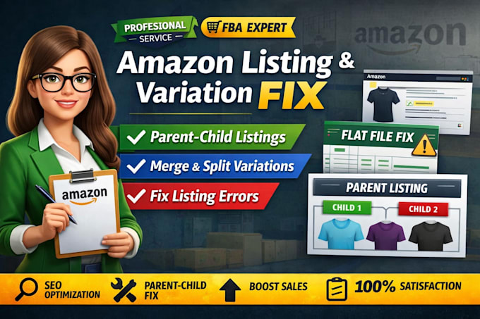 do amazon listing creation fix variation listing issue parent child listing