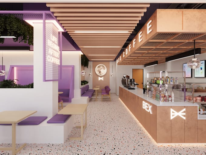 design your coffeeshop or restaurant interior with layout and 3d visualization