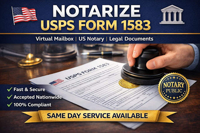 notarize form usps 1583 for virtual mailbox notarize legal document, US notary