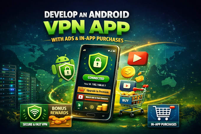 develop an android VPN app with ads and in app purchase