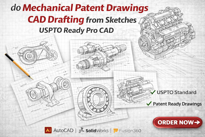 Design mechanical patent drawings cad drafting from sketches uspto ...
