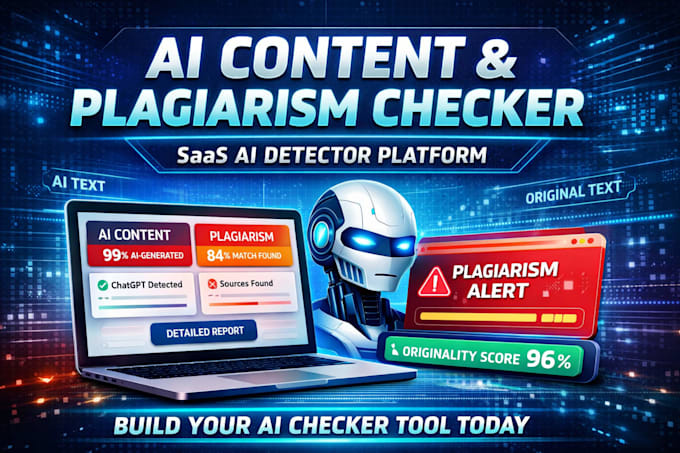 develop saas ai content detector website, ai checker app, plagiarism tool