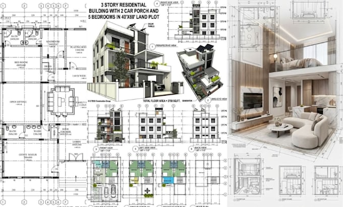 Do architecture 3d rendering 2d floor plan blueprint autocad and ...