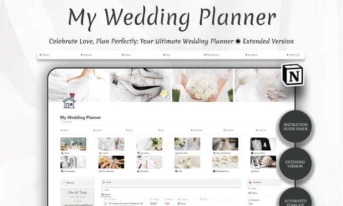 Create a wedding notion template for guest list, budget and vendors by ...