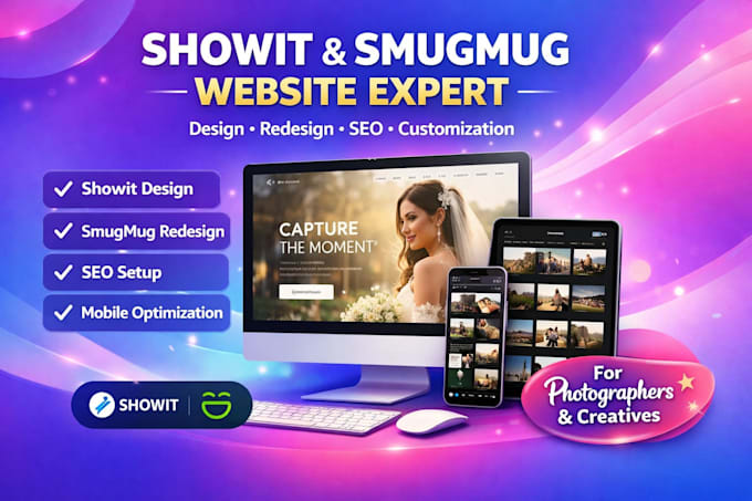build showit website template redesign seo customization smugmug redesign fixes