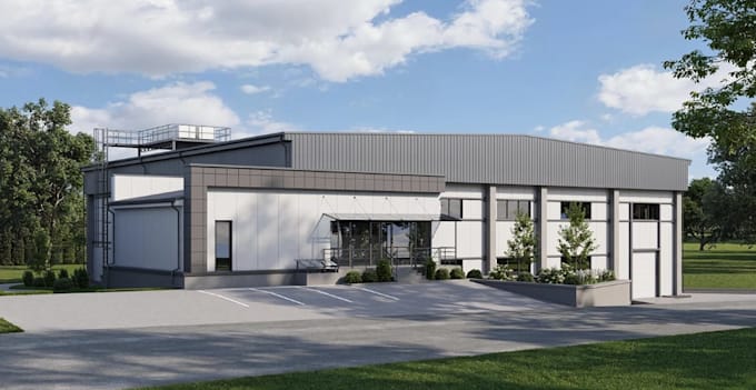 render 3d warehouse facility, logistics hubs, industrial plants, factory layout